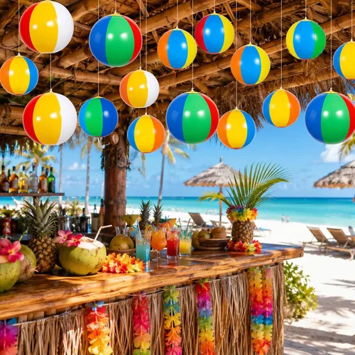 Miniatura 7 de 24 mini bolas inflables para decoración de fiestas deportivas, bolas pequeñas con ganchos de cuerda para colgar, piscina de verano, pelota de playa