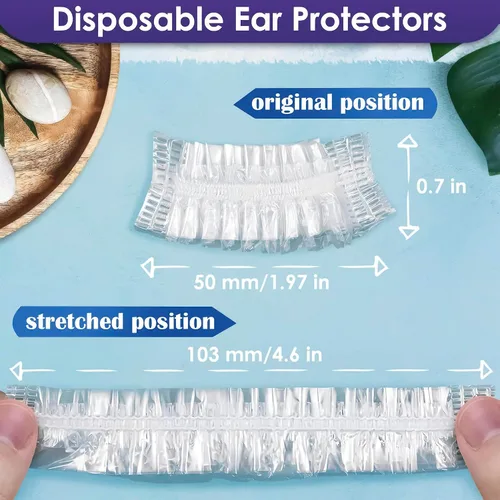 Miniatura 2 de 100 piezas de cubiertas para los oídos para la ducha - Cubiertas desechables para los oídos para secador de pelo - Fácil de estirar, resistente al