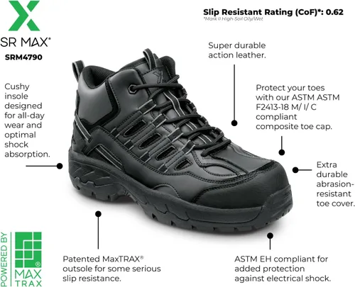 Miniatura 6 de SR Max Boone, zapatos de trabajo antideslizantes para hombre, estilo excursionista, EH