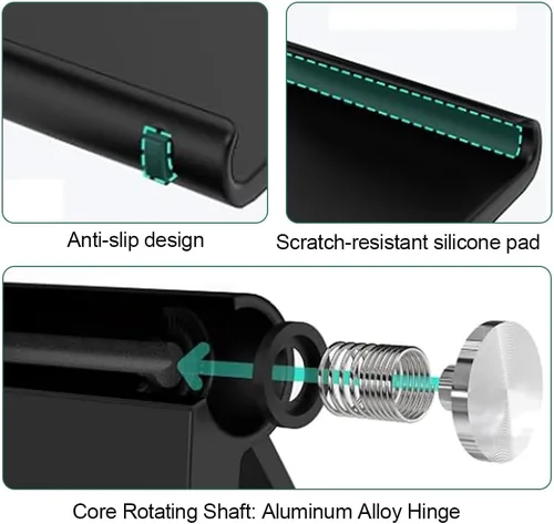 Miniatura 5 de Soporte para tableta, soporte plegable ajustable para teléfono celular, compatible con la mayoría de iPad y teléfonos inteligentes, accesorio