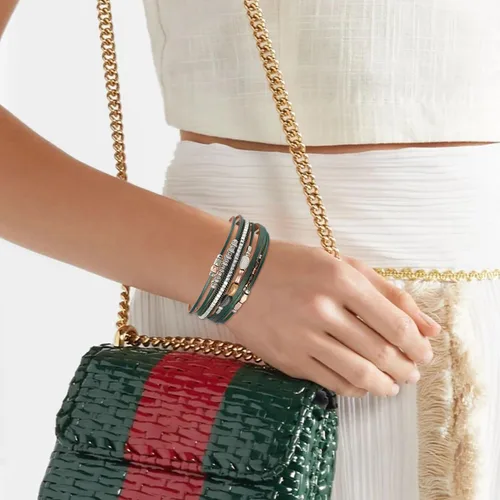 Miniatura 3 de Long tiantian Pulseras de cuero para mujer, de moda, bohemias, con dije de círculo, apiladas, pulseras de varias capas, joyería, regalos de Navidad
