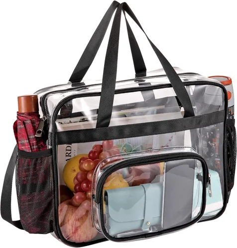 Bolsas transparentes aprobadas para estadios, bolsa transparente + correa para el hombro, bolsa transparente grande