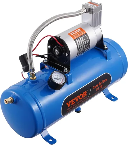 VEVOR Compresor de aire de 12 V con tanque de 1.6 galones, compresor de bocina de tren, presión de trabajo de 120 psi, neumáticos inflados, Azul