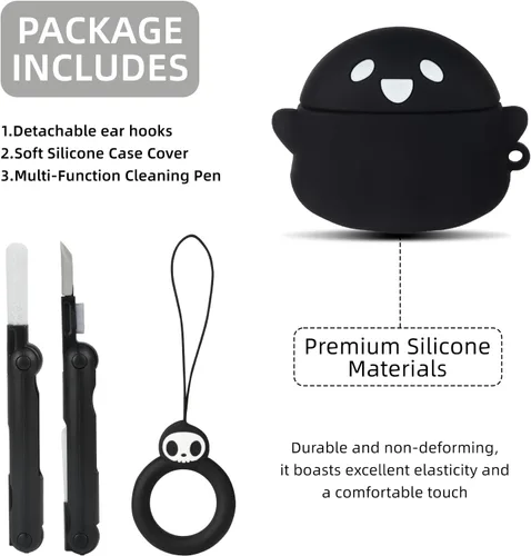 Miniatura 3 de Funda para AirPods 4 2024 con kit de limpieza, [Eye can Glow in the Dark], fundas lindas de fantasma de anime para AirPods serie de 4ª