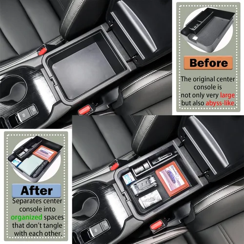 Miniatura 3 de RUNROAD Bandeja de consola central compatible con Nissan Sentra 2020 2021 2022 2023 2024 2025 accesorios, bandeja para reposabrazos, caja de Negro