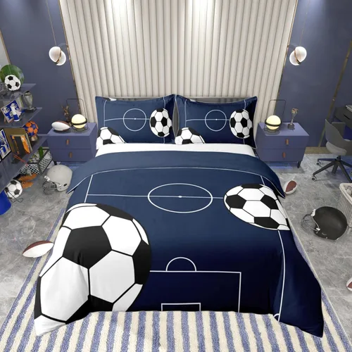 Miniatura 40 de 100% Algodón Natural Acuarela Juego de Ropa de Cama con Diseño Marino para Niños y Niñas, Juego de Cama con Estrella de Mar y Caracol Azul, Juego