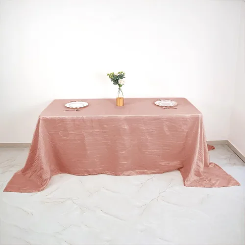 Miniatura 50 de Tableclothsfactory Mantel rectangular de tafetán arrugado de acordeón azul polvoriento, de 60 x 102 pulgadas, perfecto para ceremonias de boda