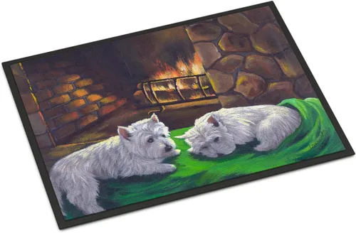 Caroline's Treasures PPP3276MAT Westie A Winter's Night Felpudo de 18 x 27 pulgadas, tapete para puerta delantera, interior y exterior, para