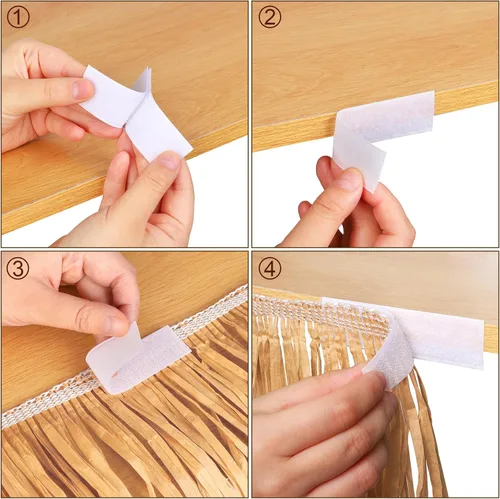 Miniatura 4 de Fovths 1 paquete de falda de mesa de hierba Luau con flecos de papel, falda de paja oscura de 108 x 30 pulgadas, faldas de mesa hawaianas