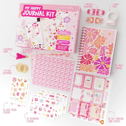 Miniatura 4 de jackinthebox DIY Journal for Girls Ages 8-12, 242 pcs, Journaling kit, Tween Scrapbook, Includes 10 Mental Health Exercises, Girls Diary 8 9 10 11