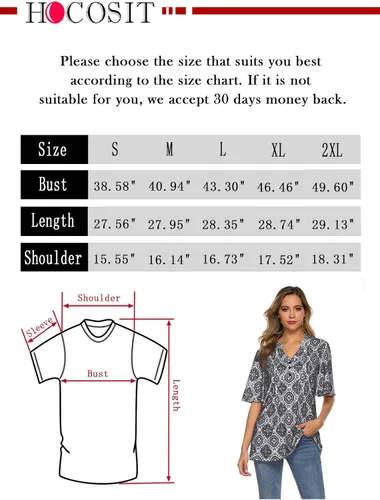 Miniatura 6 de HOCOSIT - Camiseta de manga corta con olanes y cuello en V con estampado de flores, plisada y abotonada, para mujer