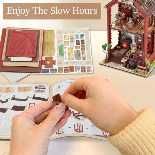 Miniatura 6 de Kits de manualidades para rincón de lectura DIY Booknook - Creatividad 3D, rompecabezas de madera con luces LED, decoración para estanterías - Kit