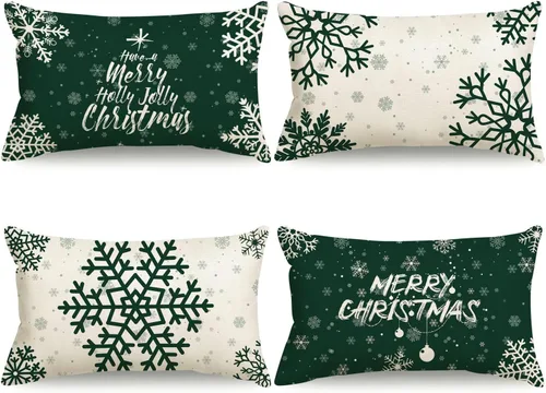 Miniatura 11 de Fundas de Almohada de Navidad 16x16 Azul Decoraciones de Navidad Copo de Nieve Fundas de Almohada Decorativas Feliz Navidad Decoración de Vacaciones