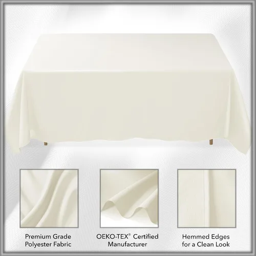 Miniatura 5 de Lann's Linens - Mantel rectangular de tela de poliéster de primera calidad para bodas, banquetes y restaurantes Marfil
