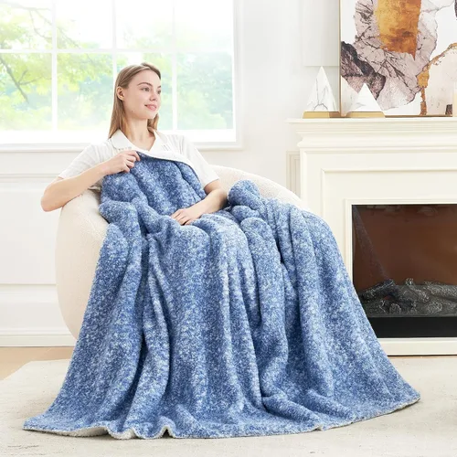 Miniatura 17 de Cozy Bliss Manta Sherpa de lujo para sofá, manta gruesa reversible de cuadros Buffalo de alta calidad, cálida y acogedora manta suave para el hogar