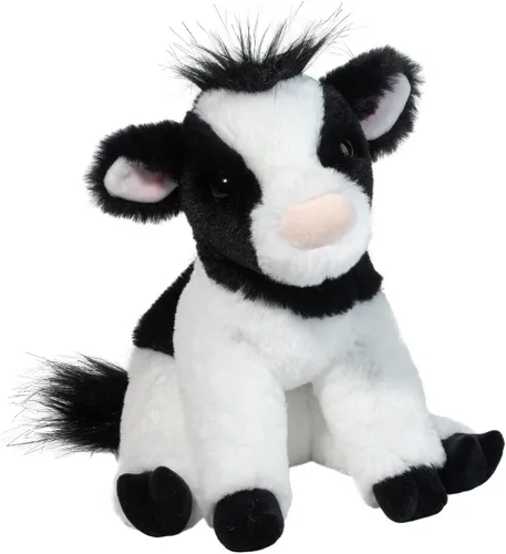 Douglas Elsie - Animal de peluche suave de vaca blanca y negra, 9 pulgadas de largo
