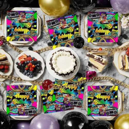 Miniatura 6 de Avezano 100 servilletas de papel para fiestas temáticas retro de los años 80 de 6.5 x 6.5 pulgadas, suministros de decoración de fiesta