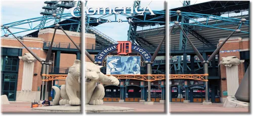 Miniatura 31 de TUMOVO American Sports - Decoración de pared Wrigley Stadium, 3 piezas, arte de pared de estadio de béisbol, cuadros para decoración del hogar