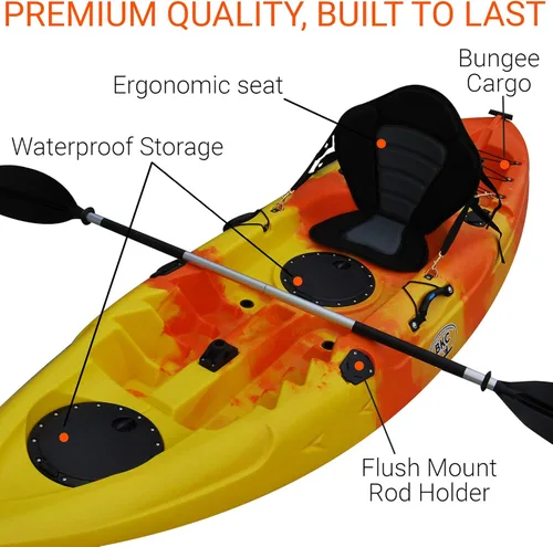 Miniatura 4 de BKC FK184 - Kayak de pesca de 2.74 m de eslora con un asiento individual y remo incluido