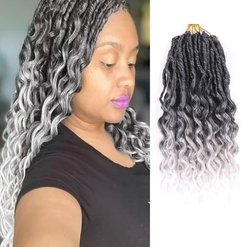 Miniatura 28 de Cabello de ganchillo para mujeres negras Goddess Locs de 14 pulgadas 8 paquetes 613 Locs falsos suaves preenganchados trenzas de ganchillo cabello