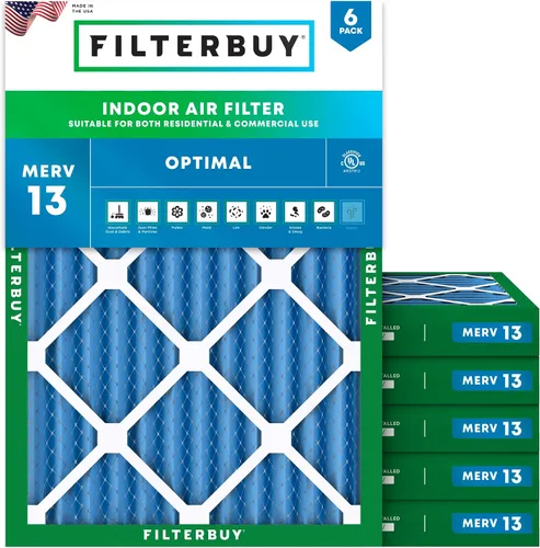 Miniatura 25 de Filterbuy Filtro de aire MERV 13 de 8 x 14 x 1 pulgadas para defensa óptima contra el humo y la alergia (paquete de 6), repuesto de filtros