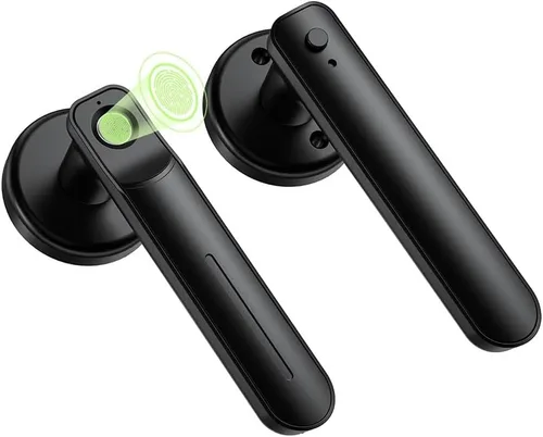 Miniatura 10 de Cerradura de puerta con huellas dactilares, cerraduras de puerta para dormitorios, cerradura biométrica de puerta con huella Negro 03