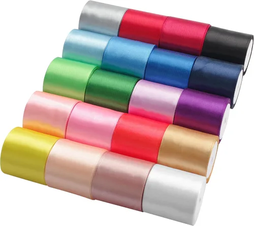 Miniatura 11 de LIUYAXI 2 Rollos de Cinta de Satén de Doble Cara Verde y Bosque, Total 50 Yardas, 3/8 Pulgadas x 25 Yardas Continuas Cada Rollo, Cinta