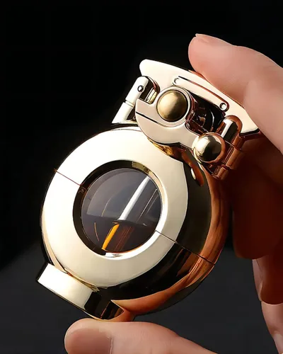 Miniatura 4 de Encendedores de bolsillo antiguo de queroseno, tanque de combustible transparente de llama suave, encendedor de brazo oscilante para colección