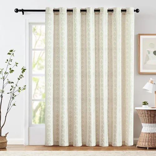 Miniatura 31 de jinchan Cortinas bohemias a rayas para sala de estar, cortinas de lino estilo granja de 63 pulgadas de largo, 2 paneles para dormitorio, mudcloth