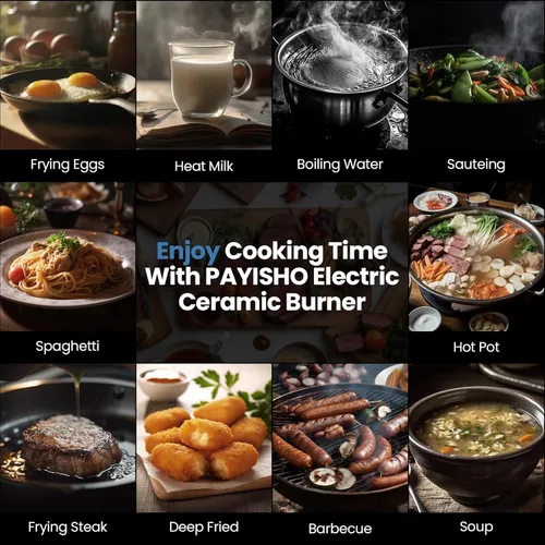 Miniatura 6 de Placa de cocción eléctrica de quemador único portátil de cerámica para cocinar, olla de cocción infrarroja de estufa eléctrica ultradelgada