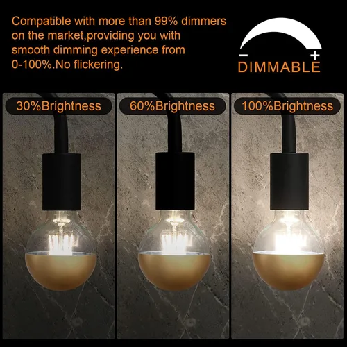 Miniatura 2 de Bombilla Edison media cromada, bombillas Edison incandescentes de 60 W, regulables G80/G25 en forma de globo, luz reflejada media dorada de 2000 K