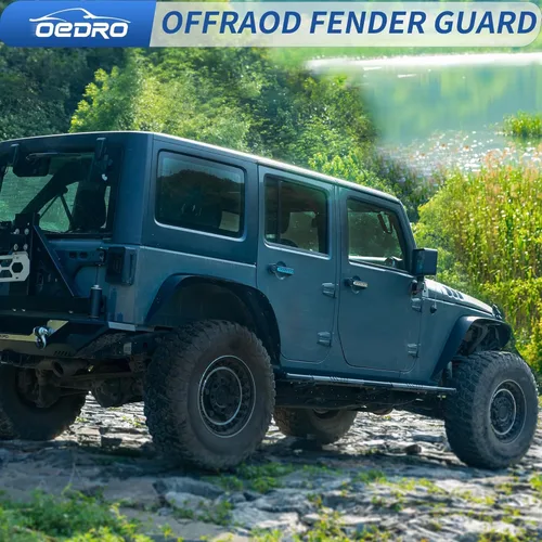 Miniatura 3 de oEdRo - Juego de 4 guardabarros planos delanteros y traseros compatibles con Jeep Wrangler JK y JKU Unlimited 2007-2018, juego de forros de acero