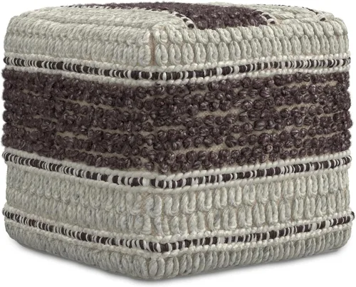 Miniatura 28 de SIMPLIHOME Grady Puf cuadrado – 18 pulgadas de ancho x 14 pulgadas de alto lana y algodón tejido a mano otomano en tono tierra, reposapiés Tono