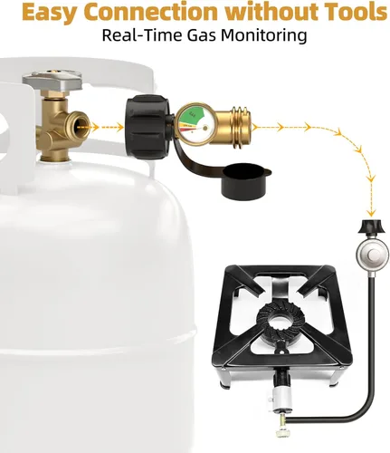Miniatura 5 de Indicador de nivel de tanque de propano, medidor de propano universal para tanque LP de 5 a 40 libras, medidor de presión de gas codificado por
