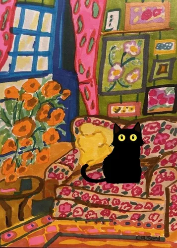 Miniatura 10 de Kits de pintura de diamantes para adultos, pintura de diamante de gato negro 5D, arte de diamantes para adultos, diamantes redondos de taladro