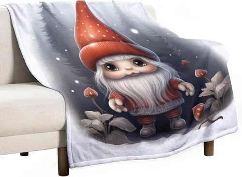 Miniatura 46 de Manta de Navidad de gnomo, manta de Navidad suave y cálida de 30 x 40 pulgadas, manta de franela cálida para cama, sofá, regalos para niños