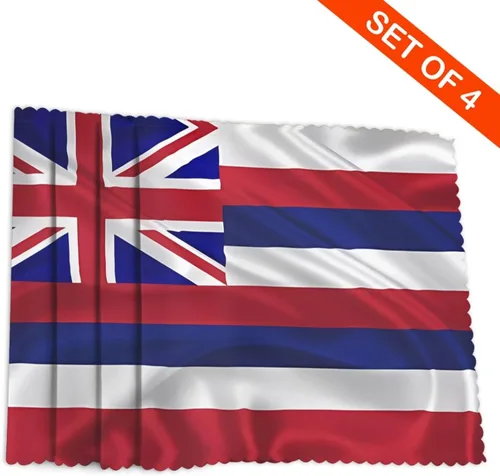 Miniatura 4 de Rectangular Placemats Set of 4, Heat Resistant Flag of Hawaii American Printed Kitchen Dining Table Mats