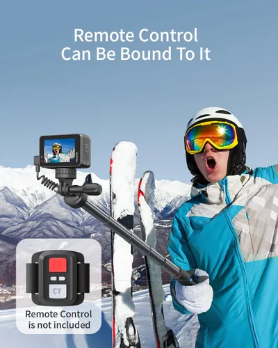 Miniatura 8 de WOLFANG GB2200 Palo selfie recargable con batería recargable de 2600 mAh, cámara de acción de rotación negra para selfie, compatible con otras
