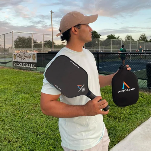 Miniatura 8 de Juego de 2 paletas de pickleball, juego de paletas de pickleball de carbono Pro, superficie de fibra de carbono 3K cruda con grano alto y giro