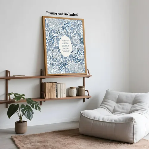 Miniatura 7 de Slow Down You're Doing - Póster de música fina, arte de pared floral victoriano azul, decoración de pared motivacional, estética, inspiradora