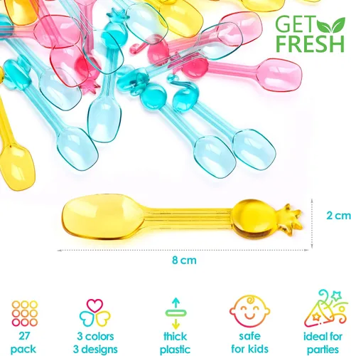 Miniatura 2 de GET FRESH Mini cucharas de helado de plástico – 27 piezas reutilizables coloridas pequeñas cucharas de plástico para niños – Mini cucharas