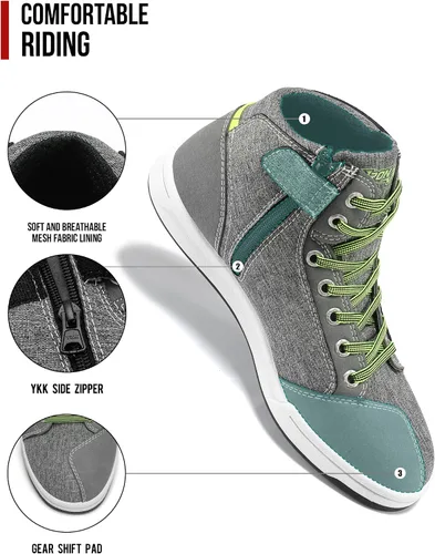 Miniatura 4 de Zapatos de moto para hombre Streetbike Casual Accesorios Transpirable Equipo de Protección Powersport Calzado Antideslizante, 10, gris