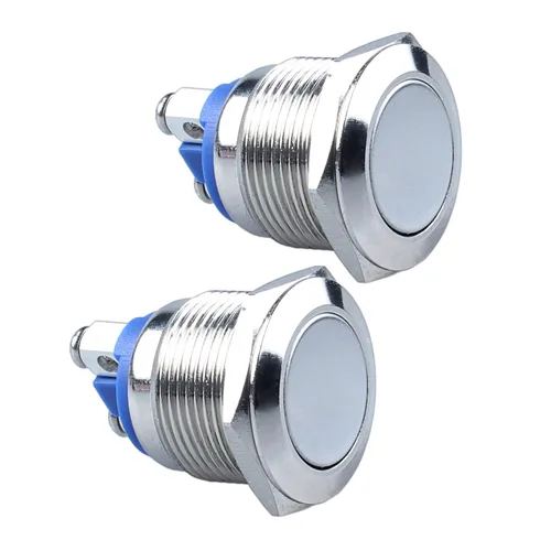 Miniatura 17 de Paquete de 2 interruptores de botón momentáneos de metal de 0.630 in, impermeables, IP66, terminales de tornillo antivandálicos de 12 V, 24 V, 36 V