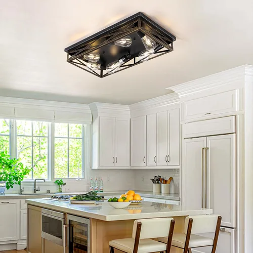 Miniatura 6 de Lámpara de techo rústica de granja para cocina, accesorios de iluminación de 6 luces para pasillo con montaje empotrado en el techo, lámpara
