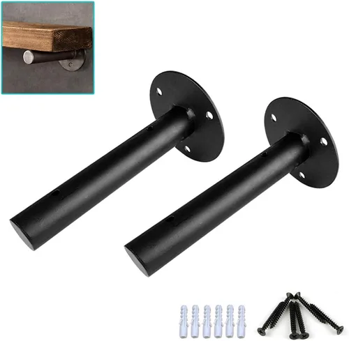 Soporte de tubo de hierro flotante oculto, soporte de estante de tubo redondo de pared, soportes para estanterías de bricolaje, resistencia de 88