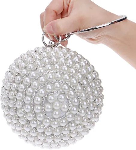 Miniatura 4 de Tngan Bolso de noche para mujer, bola redonda, bolso de boda, bolso de perlas artificiales