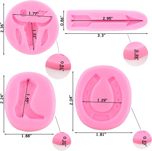 Miniatura 3 de ZiXiang Moldes de silicona de cabeza de toro, molde de herradura para pezuñas de herradura, moldes de flecha de chocolate para rosa, flecha, Estilo b