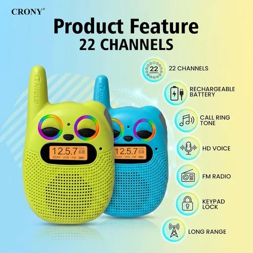 Miniatura 2 de Qniglo Walkie Talkies para niños recargables, paquete de 2, regalos de Navidad y cumpleaños, juguetes para niños y niñas de 3 a 12 años, walkie Azul