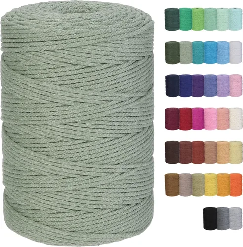 Miniatura 10 de Cuerda de macramé de algodón de 3 mm x 109 yardas, suministros de macramé de color natural, cuerda de algodón suave para colgar plantas, colgante