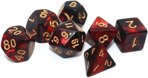 Miniatura 3 de Juego de dados DND Rojo Negro RPG para Mazmorras y Dragones D&D MTG Juego de 7 dados poliédricos Negro mezclado rojo